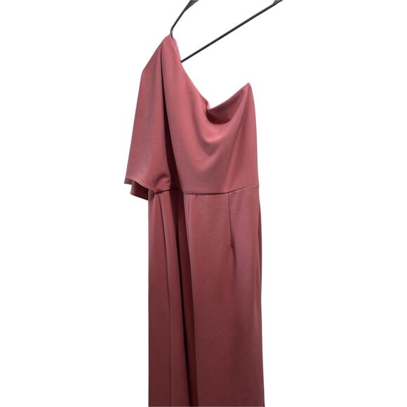 Marina Formal One Shoulder Wide Leg Jumpsuit, Rose Pink, Plus Size 16 - Picture 1 of 5